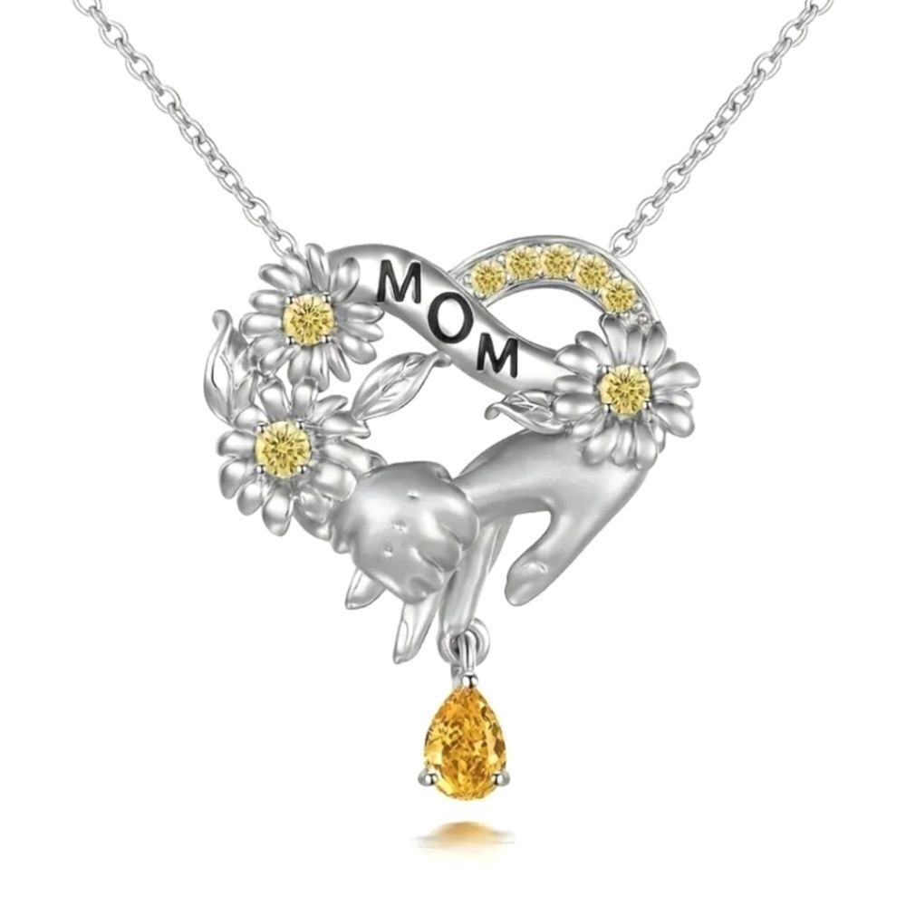 Ladies Exquisite Heart-Shaped With Sunflower Flowers & Yellow Teardrop necklace